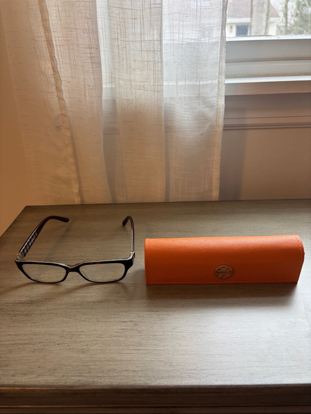 Tory Burch Black Eyeglasses with Orange Logo Case. Good Condition